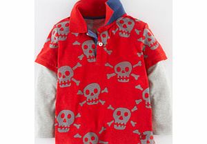 Mini Boden Layered Polo, Fire Red Skulls 34282186