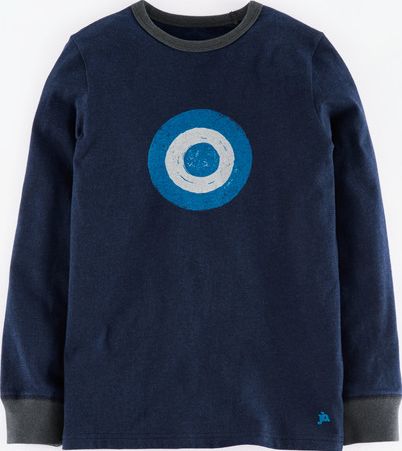 Mini Boden, 1669[^]34931360 Long Sleeve Logo T-shirt Cadet Blue/Target Mini