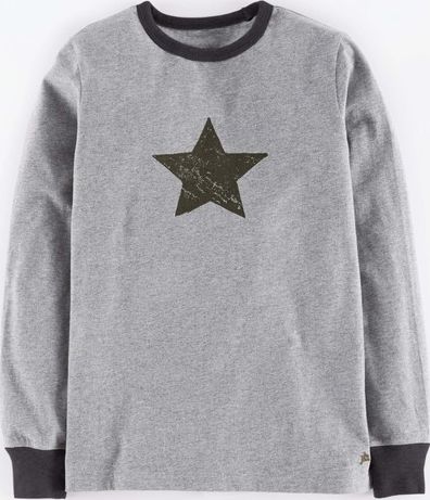 Mini Boden, 1669[^]34931410 Long Sleeve Logo T-shirt Grey Marl/Star Mini