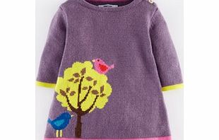 Mini Boden My Baby Knitted Dress, Thistle/Tree,Duck