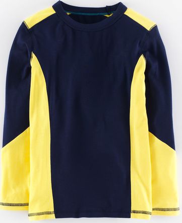 Mini Boden, 1669[^]35160134 Panelled Athletic T-shirt Midnight/Acid Yellow