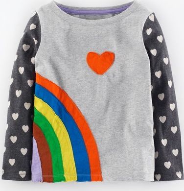 Mini Boden, 1669[^]34972539 Pop Art T-shirt Grey Marl Rainbow Mini Boden,