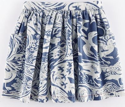 Mini Boden Pretty Printed Skirt Coastal Blue Mark Hearld