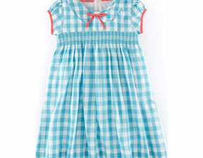 Mini Boden Pretty Smocked Dress, Holiday Blue Gingham,Seal