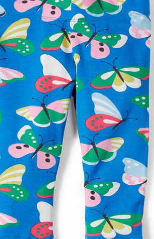 Mini Boden Printed Cropped Leggings Polka Blue Butterflies