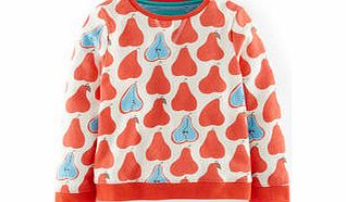 Mini Boden Printed Sweatshirt, Hot Coral Pears,Multi