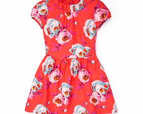 Mini Boden Printed Tea Dress, Bright Coral Painted