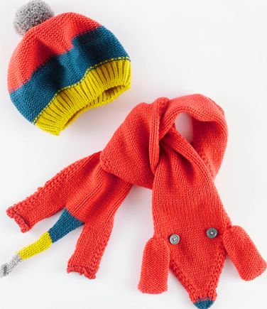 Mini Boden, 1669[^]34951269 Puppy Beret and Scarf Set Washed Red Mini Boden,