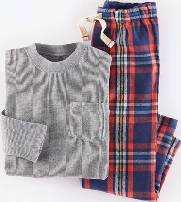 Mini Boden Pyjama Set Grey/Navy Check Mini Boden, Grey/Navy