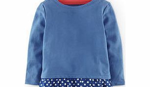 Mini Boden Ruffle Sweatshirt, Washed Bluebell/Spot,Oatmeal