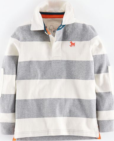 Mini Boden, 1669[^]34916601 Rugby Shirt Grey Marl/Ecru Mini Boden, Grey