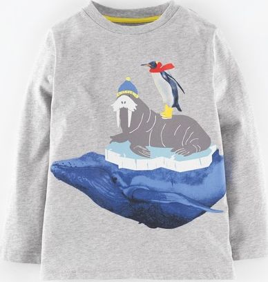 Mini Boden, 1669[^]34978247 Sea Montage T-shirt Grey Marl/Whale Adventure