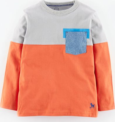 Mini Boden, 1669[^]34956409 Seafarer T-shirt Grey Marl/Pumpkin Mini Boden,