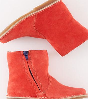 Mini Boden Short Leather Boots, Bright Coral Suede 34268409