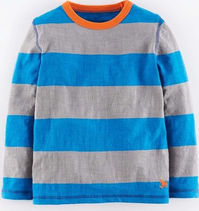 Mini Boden, 1669[^]34976928 Slubby Stripe T-shirt Cobalt/Elephant Marl Mini
