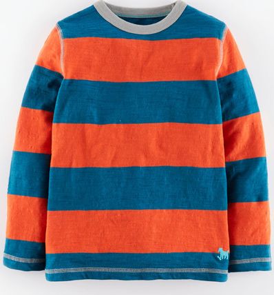Mini Boden, 1669[^]34977041 Slubby Stripe T-shirt Winter Turquoise/Pumpkin