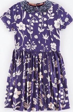 Mini Boden, 1669[^]34911586 Sparkle Jersey Dress Twilight Flower Press Mini