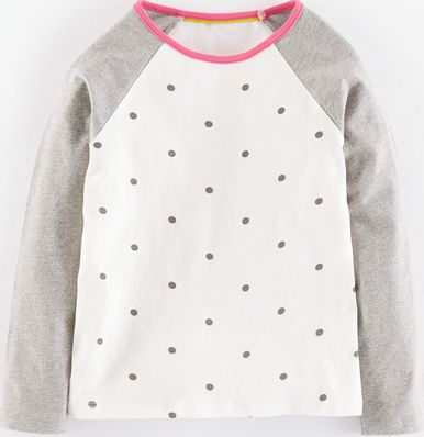 Mini Boden, 1669[^]35165307 Spotty Raglan T-shirt Grey Mini Boden, Grey