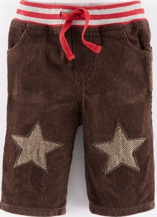Mini Boden Star Patch Cord Trousers Brown/Tweed Stars Mini