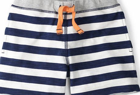 Mini Boden Stripy Sweatshorts, Navy/ Ecru 34707349