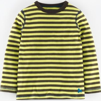 Mini Boden, 1669[^]34957530 Super Soft T-shirt Dark Khaki/Acid Yellow Mini