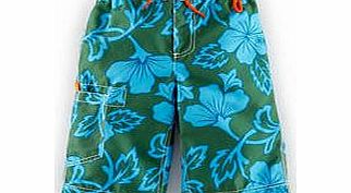 Mini Boden Surf Shorts, Hawaiian Print,Blue,Red/Navy Star
