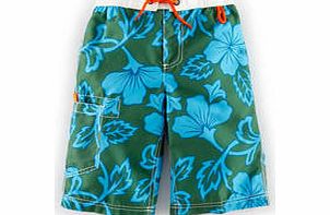 Mini Boden Surf Shorts, Hawaiian Print,Red/Navy Star,Tiger