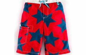 Mini Boden Surf Shorts, Red/Navy Star,Tiger Print,Blue,Surf