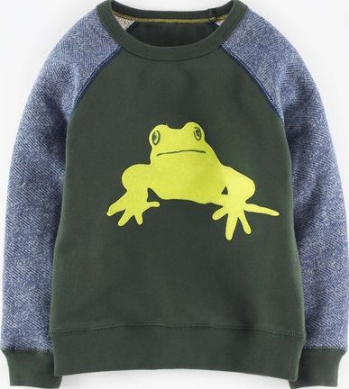 Mini Boden, 1669[^]34921569 Sweatshirt Forest Green/Acid Yellow Frog Mini
