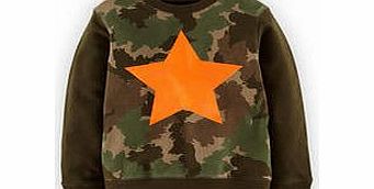 Mini Boden Sweatshirt, Khaki Britoflage/Star,Ochre