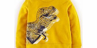 Mini Boden Sweatshirt, Ochre Marl/Dinosaur,Khaki
