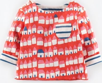 Mini Boden, 1669[^]34987214 Sweet Reversible T-shirt Washed Red Huts/Coastal