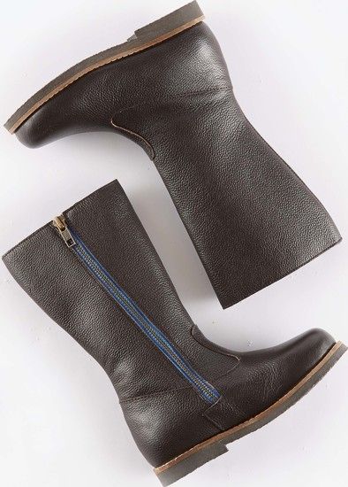 Mini Boden, 1669[^]34965194 Tall Leather Boots Chocolate Leather Mini Boden,