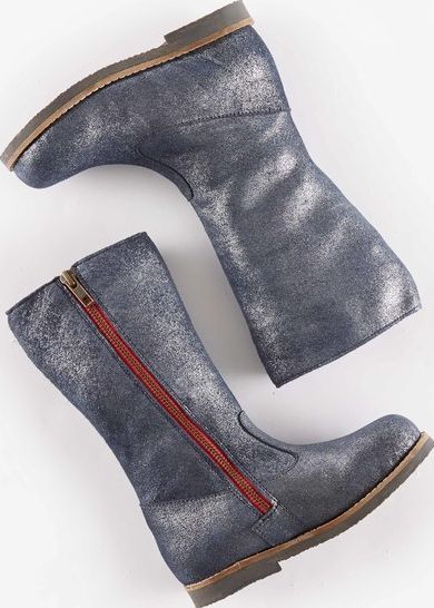 Mini Boden Tall Leather Boots Navy Sparkle Suede Mini