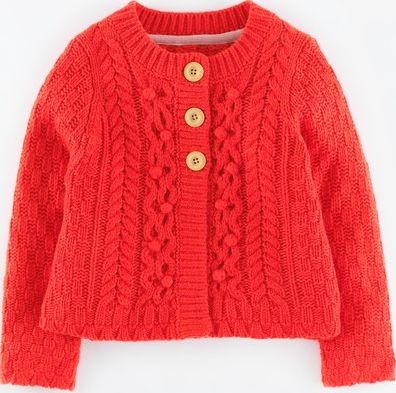 Mini Boden, 1669[^]34906735 Textured Cable Cardigan Washed Red Mini Boden,