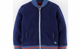 Mini Boden Zip Through Sweatshirt, Cadet Blue,Grey Marl