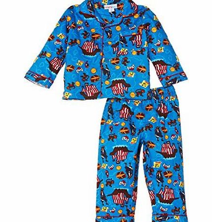 Mini ZZZ minizzz Boys Pirates Full Flannel Pyjama Set, Blue, 7 Years
