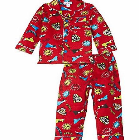Mini ZZZ minizzz Boys Super Heroes Full Flannel Pyjama Set, Red, 5 Years