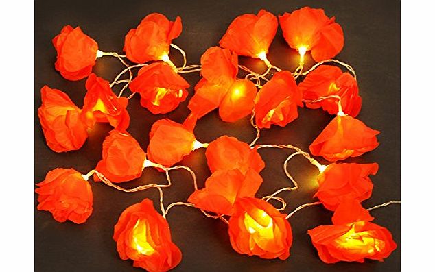 MiniSun Beautiful Christmas Battery Operated 20 Festive Decorative LED Red Rose Flower Fairy String Lights