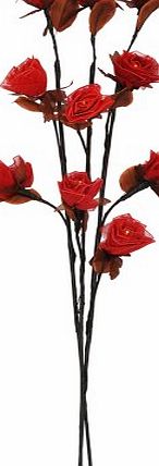 MiniSun Christmas Decorative Brown Twig Festive Branch Lights with Red Rose Flowers