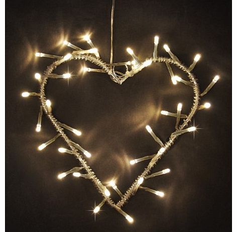 Decorative Warm White LED Battery Operated Metal Heart Wall Light