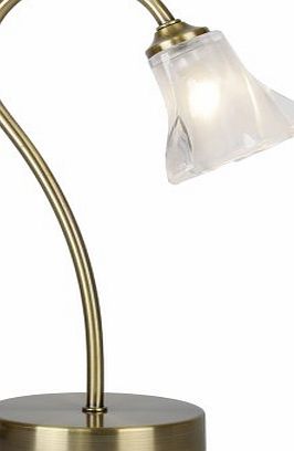 Modern Antique Brass amp; Decorative Glass Swan Neck Touch Bedside Table Lamp - Complete With 1 x 25w G9 Halogen Bulb