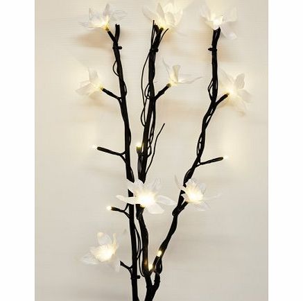 MiniSun Modern Decorative Festive Black Twig Branch Lights With Christmas White Flowers