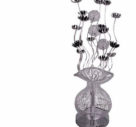 MiniSun Modern Silver amp; Black Aluminium Metal Vase Flowers Design Floor Lamp