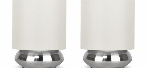 MiniSun Pair of - Modern Chrome Touch Table Lamps with Cream Shades