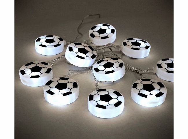 Set of 10 - Battery Operated White LED Football Fairy String Lights