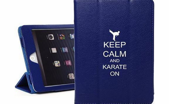 MIP Apple iPad Mini Blue Faux Leather Magnetic Smart Case Cover LM1500 Keep Calm and Karate On