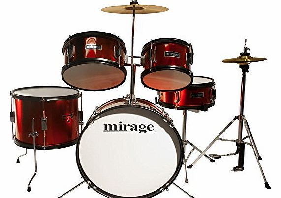 JDK 5 Piece Junior Drum Kit With Stool and Sticks - Red
