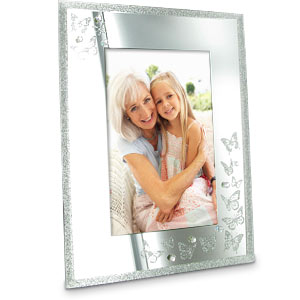 MIRROR and Glitter Butterfly 4 x 6 Photo Frame