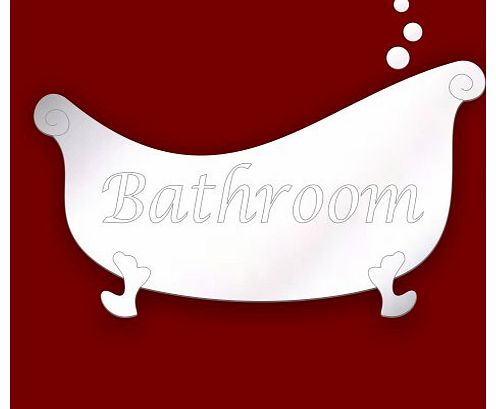 Bathroom Decorative Mirror- Stylish BATHTUB BATHROOM DOOR SIGN 12cm Acrylic Safety Mirror